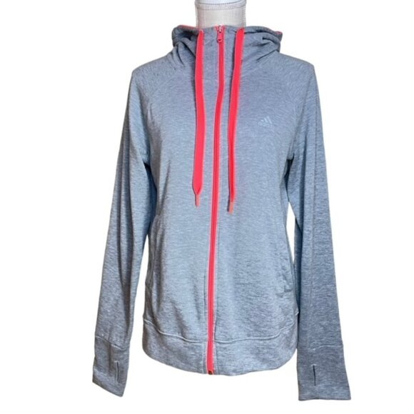 ADIDAS Climalite Gray & Pink Full Zip Hoodie - Size Medium - Picture 1 of 9